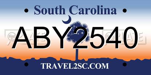 ABY2540 South Carolina License Plate