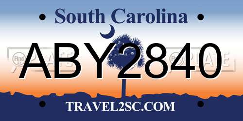 ABY2840 South Carolina License Plate