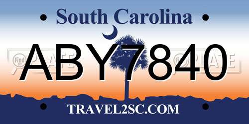 ABY7840 South Carolina License Plate
