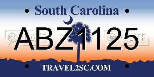 ABZ1125 South Carolina License Plate