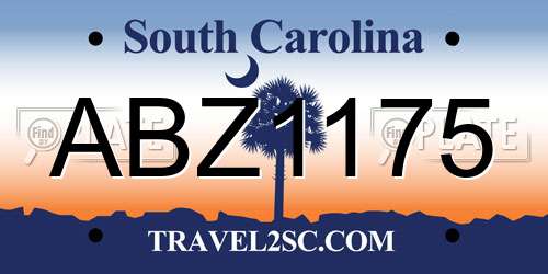 ABZ1175 South Carolina License Plate