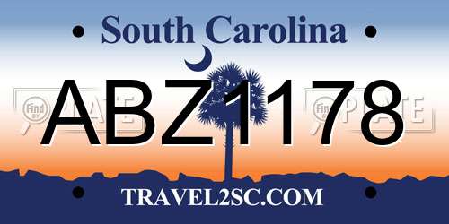 ABZ1178 South Carolina License Plate