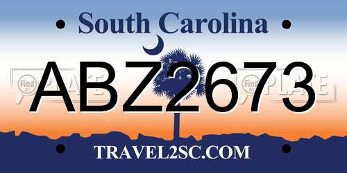 ABZ2673 South Carolina License Plate