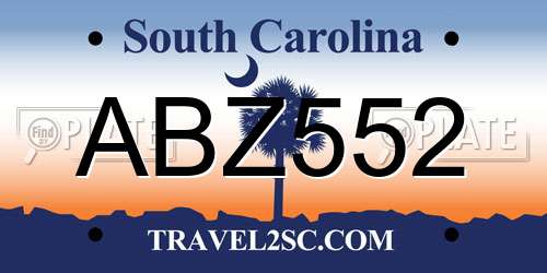 ABZ552 South Carolina License Plate
