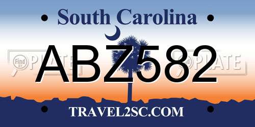 ABZ582 South Carolina License Plate