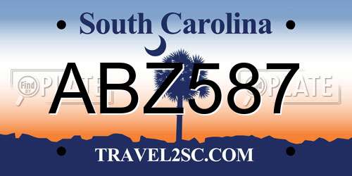 ABZ587 South Carolina License Plate
