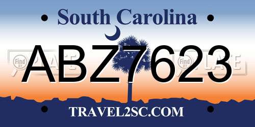 ABZ7623 South Carolina License Plate