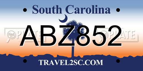 ABZ852 South Carolina License Plate