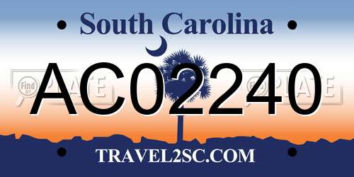 AC02240 South Carolina License Plate
