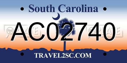 AC02740 South Carolina License Plate