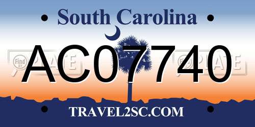 AC07740 South Carolina License Plate