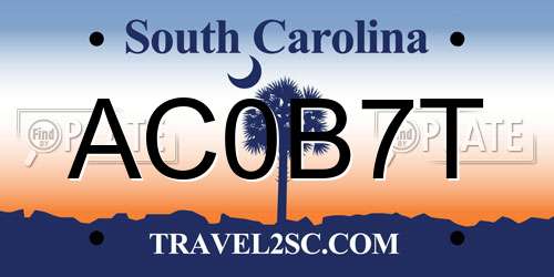 AC0B7T South Carolina License Plate