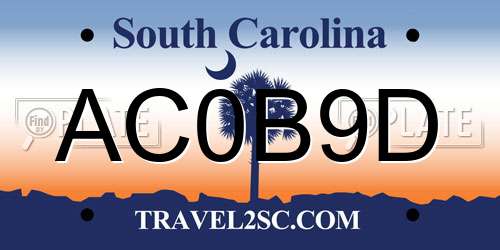 AC0B9D South Carolina License Plate
