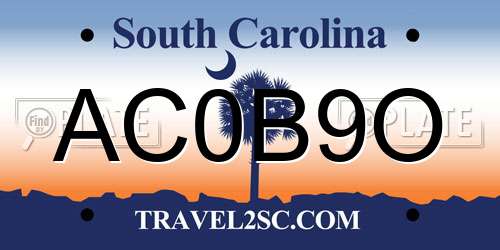 AC0B9O South Carolina License Plate