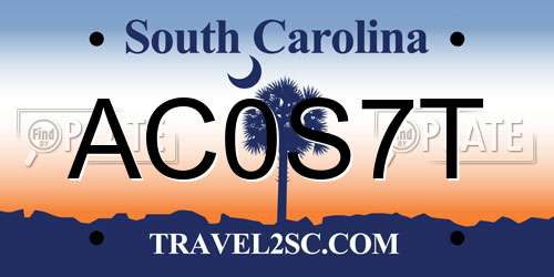 AC0S7T South Carolina License Plate