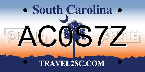 AC0S7Z South Carolina License Plate