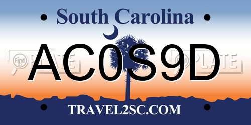 AC0S9D South Carolina License Plate