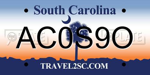 AC0S9O South Carolina License Plate