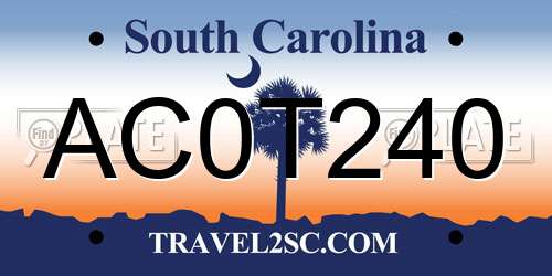 AC0T240 South Carolina License Plate