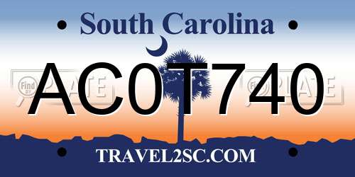 AC0T740 South Carolina License Plate