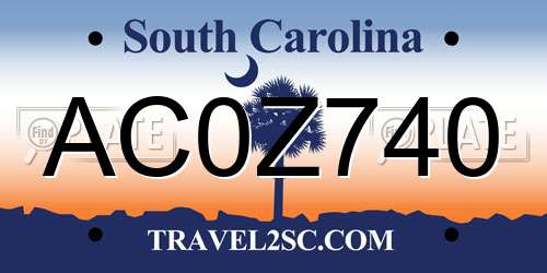 AC0Z740 South Carolina License Plate