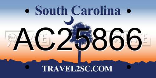 AC25866 South Carolina License Plate