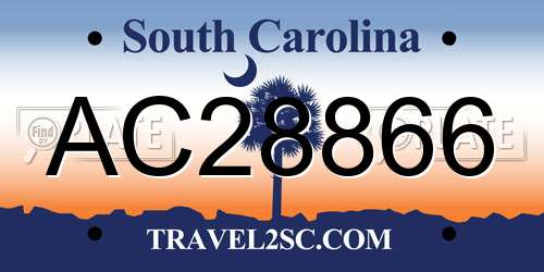 AC28866 South Carolina License Plate