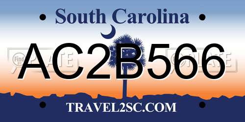 AC2B566 South Carolina License Plate