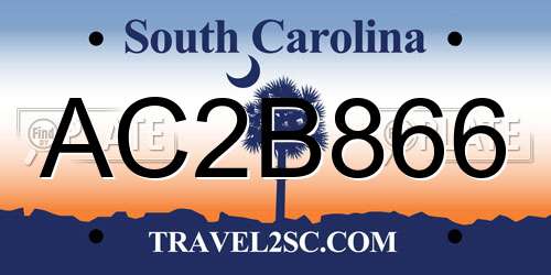 AC2B866 South Carolina License Plate