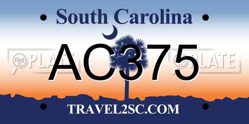 AC375 South Carolina License Plate