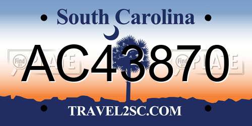 AC43870 South Carolina License Plate