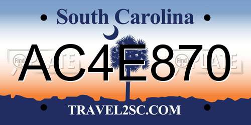 AC4E870 South Carolina License Plate
