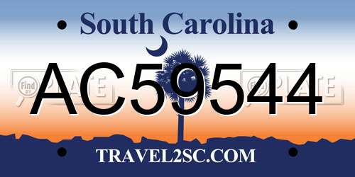 AC59544 South Carolina License Plate