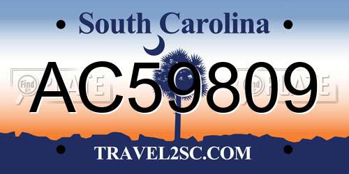 AC59809 South Carolina License Plate