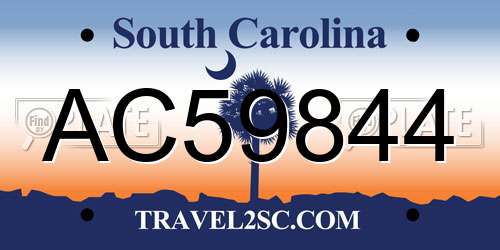 AC59844 South Carolina License Plate