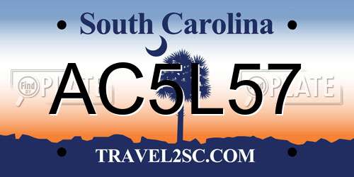 AC5L57 South Carolina License Plate