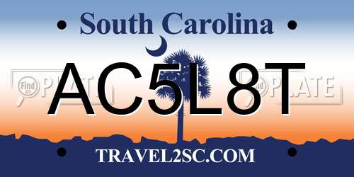 AC5L8T South Carolina License Plate
