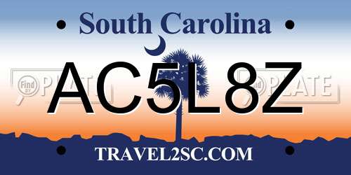 AC5L8Z South Carolina License Plate