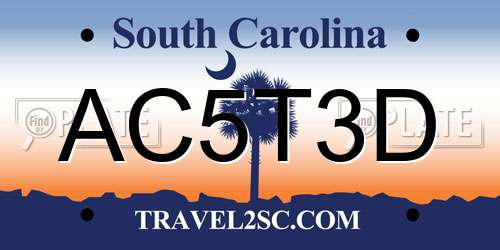 AC5T3D South Carolina License Plate