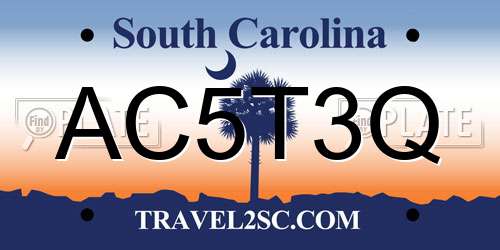 AC5T3Q South Carolina License Plate