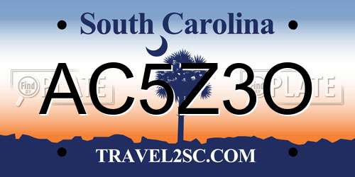 AC5Z3O South Carolina License Plate