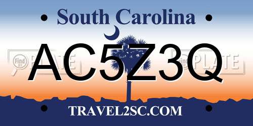 AC5Z3Q South Carolina License Plate