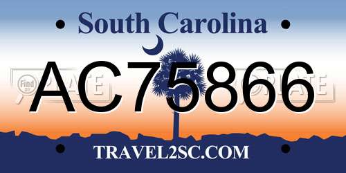 AC75866 South Carolina License Plate