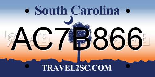 AC7B866 South Carolina License Plate