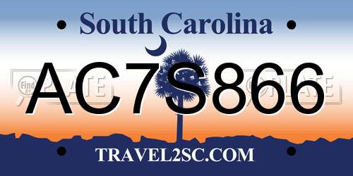 AC7S866 South Carolina License Plate