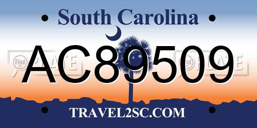 AC89509 South Carolina License Plate
