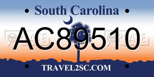 AC89510 South Carolina License Plate