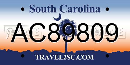 AC89809 South Carolina License Plate