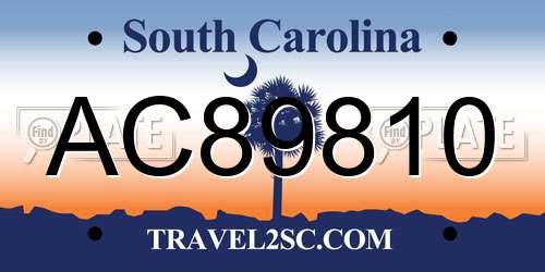 AC89810 South Carolina License Plate