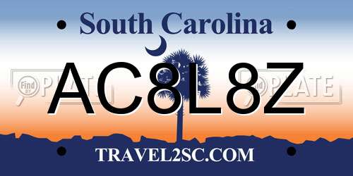 AC8L8Z South Carolina License Plate